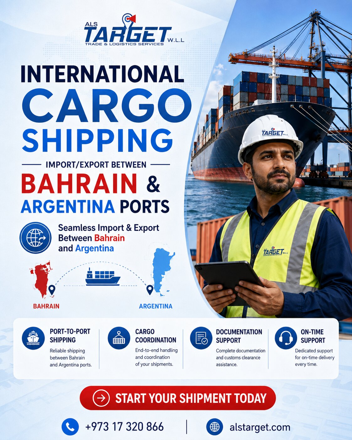 International Cargo Shipping Import/Export Between Bahrain & Argentina Ports