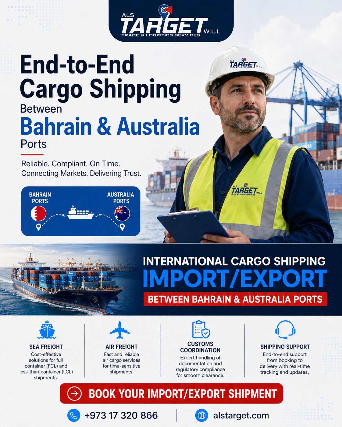 Cargo shipping between Bahrain and Australia ports