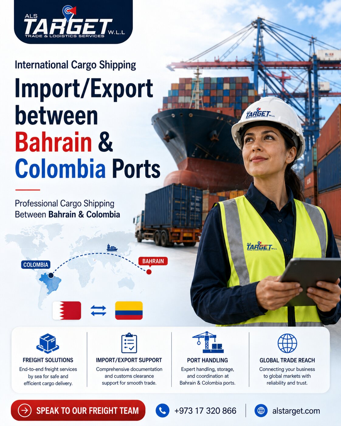 Shipping cargo between Bahrain and Colombia ports